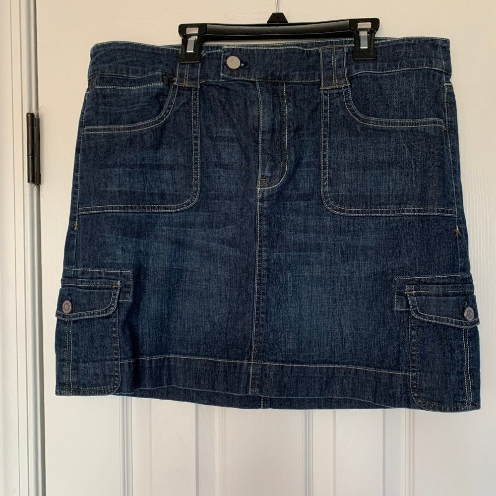 White House Black Market denim cargo skirt